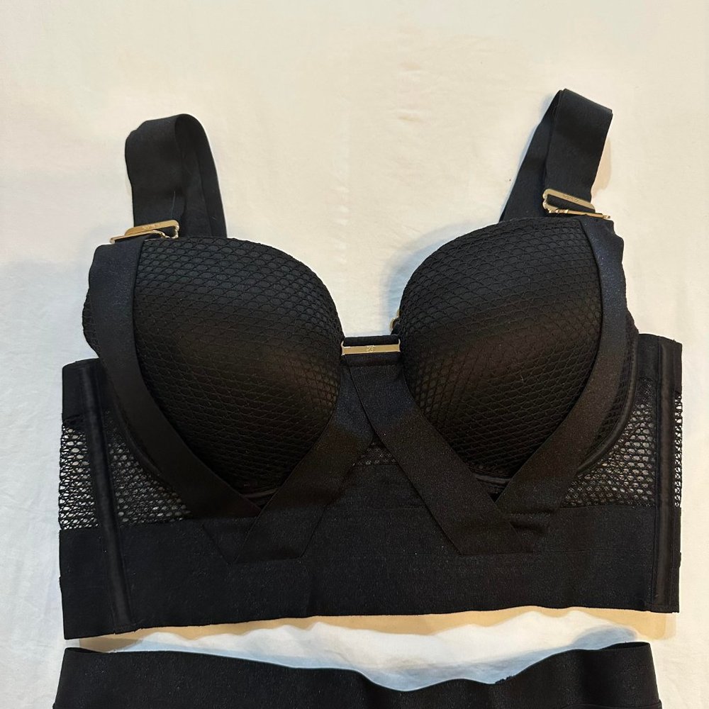 HONEY BIRDETTE Bowie black mesh longline strappy bra - 32DD - Picture 4 of 8